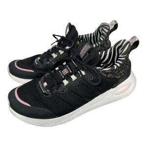 Adidas Women Cloudfoam Running Shoe Black Zebra Print Accent low Top Lace GY6101